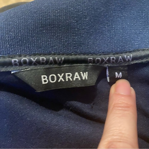 BOXRAW Men Navy Zipped BXRW Strip Sleeves Jacket Size Medium - Picture 7 of 8